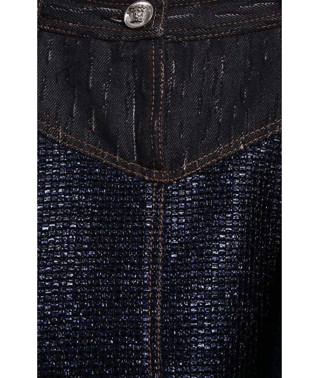 VERSACE Темно-синяя сетчатая юбка мини, фото 3