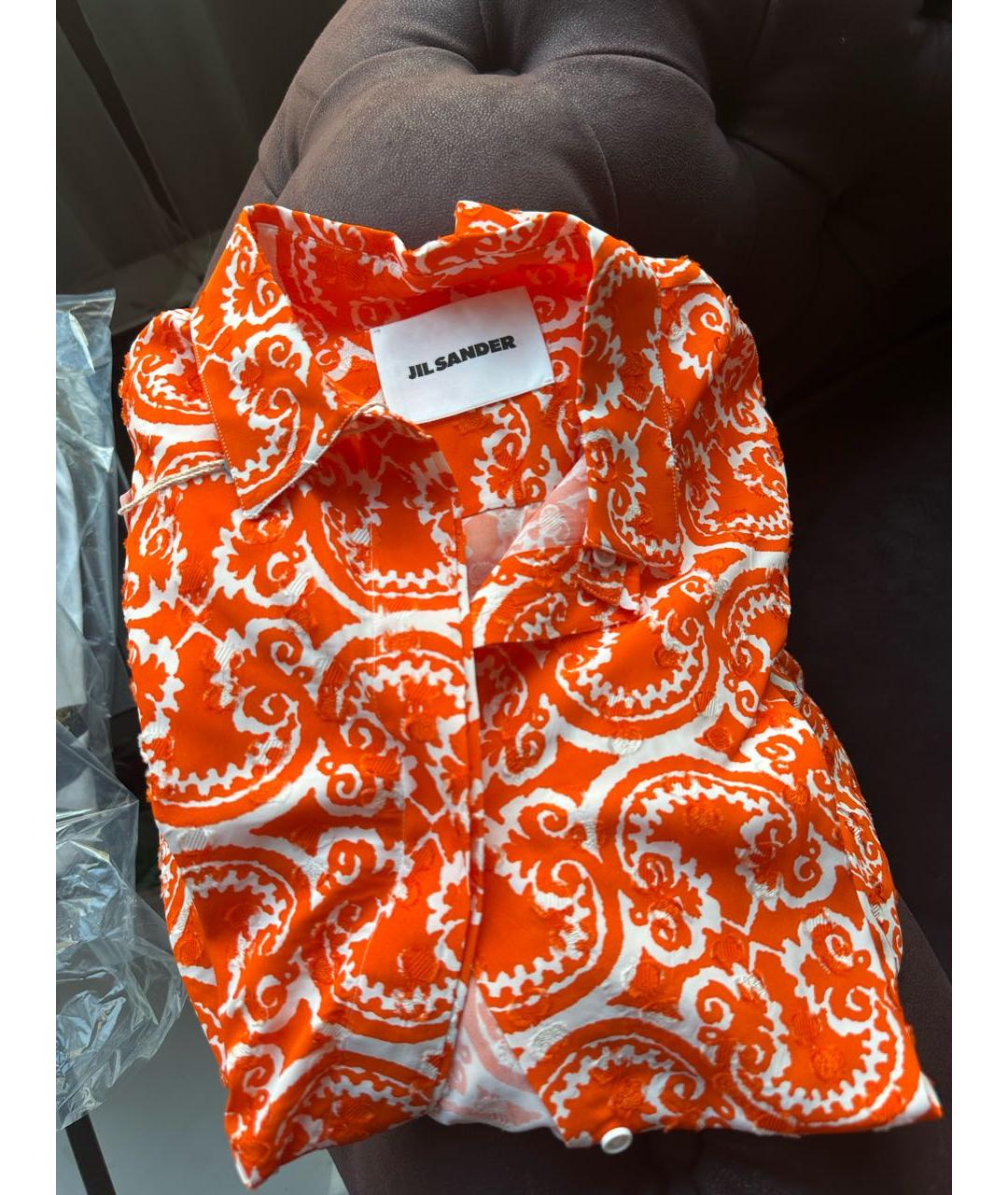 JIL SANDER Оранжевая вискозная рубашка, фото 3