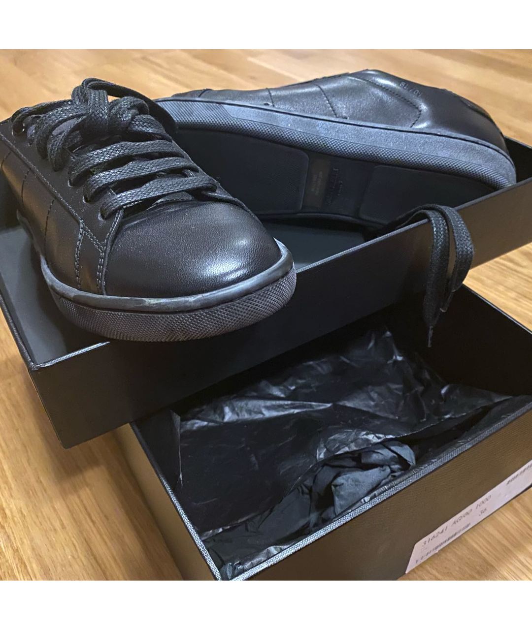 SAINT LAURENT Черные кожаные кроссовки, фото 2