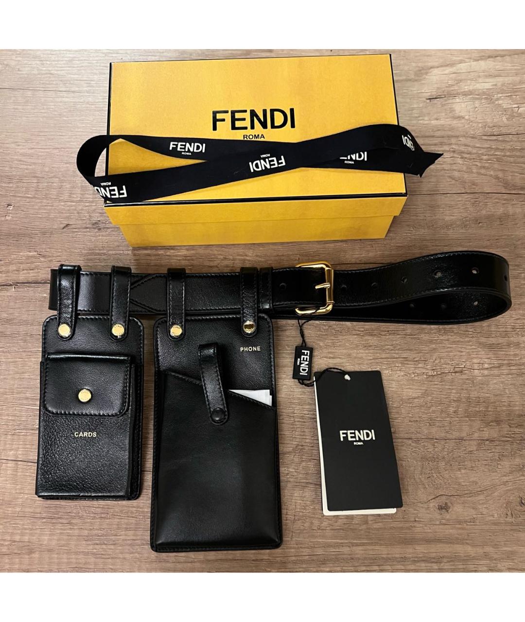 FENDI Черный кожаный ремень, фото 7