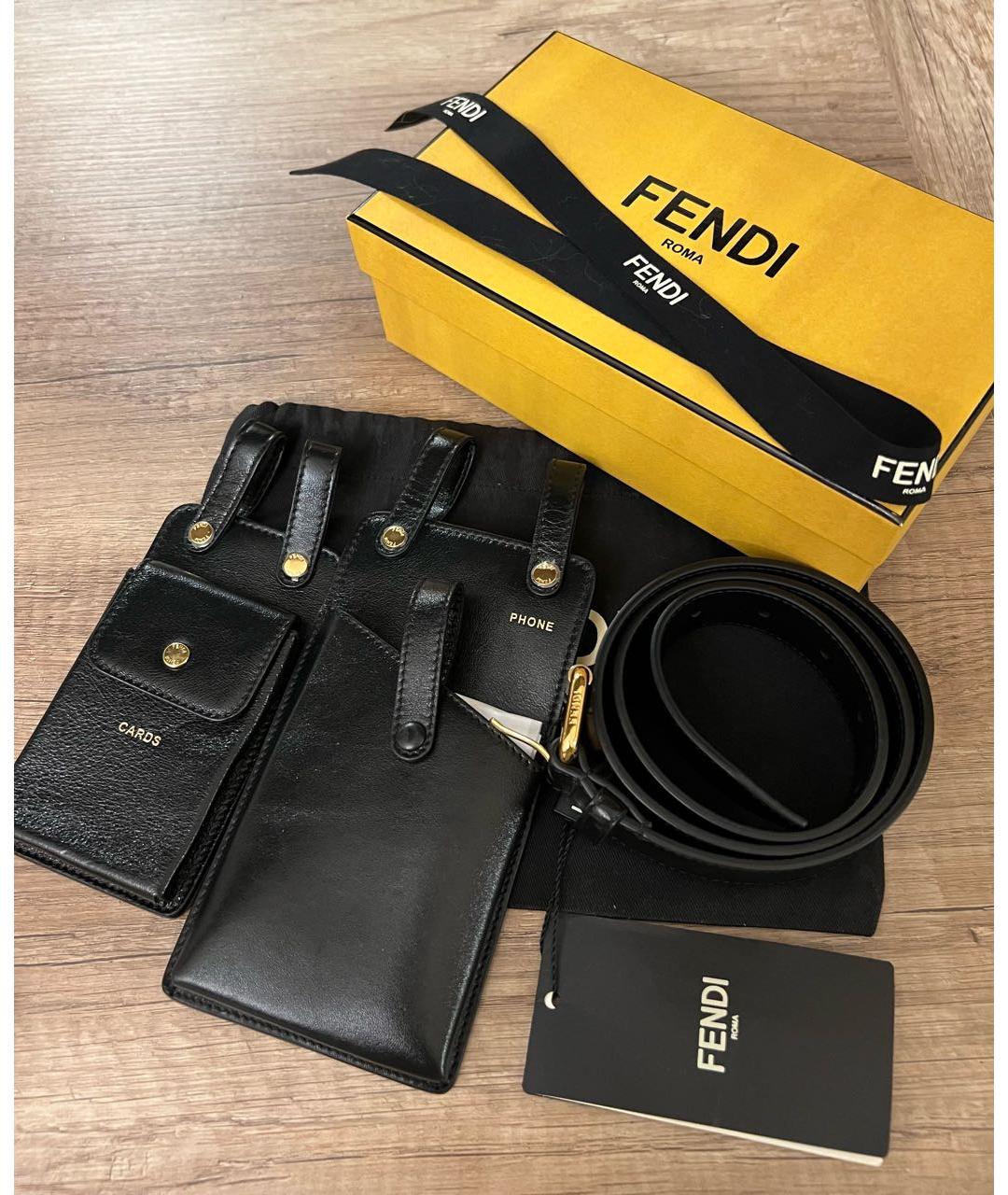 FENDI Черный кожаный ремень, фото 5