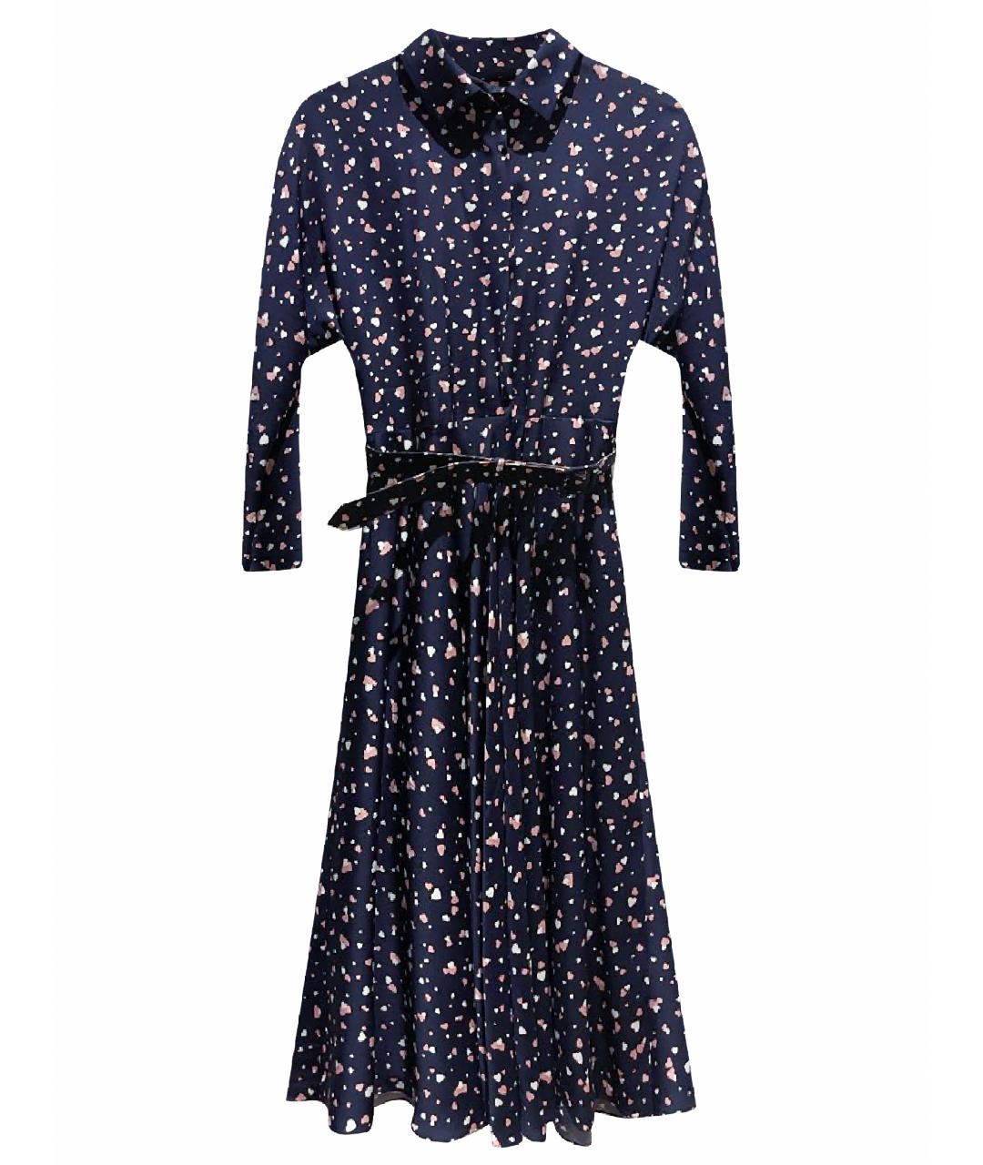 ALEXANDER TEREKHOV Темно-синее шелковое повседневное платье, фото 1