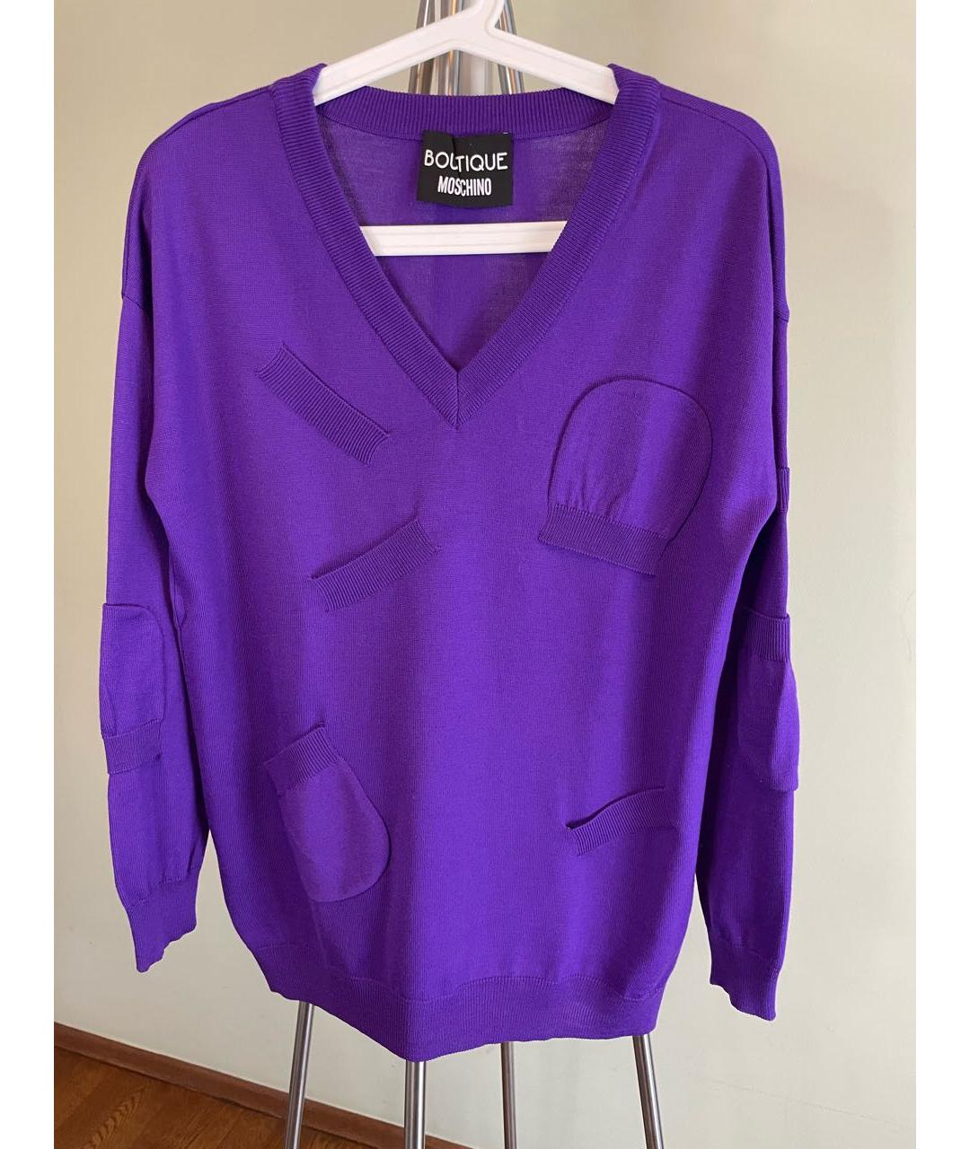 BOUTIQUE MOSCHINO Фиолетовый шерстяной джемпер / свитер, фото 9