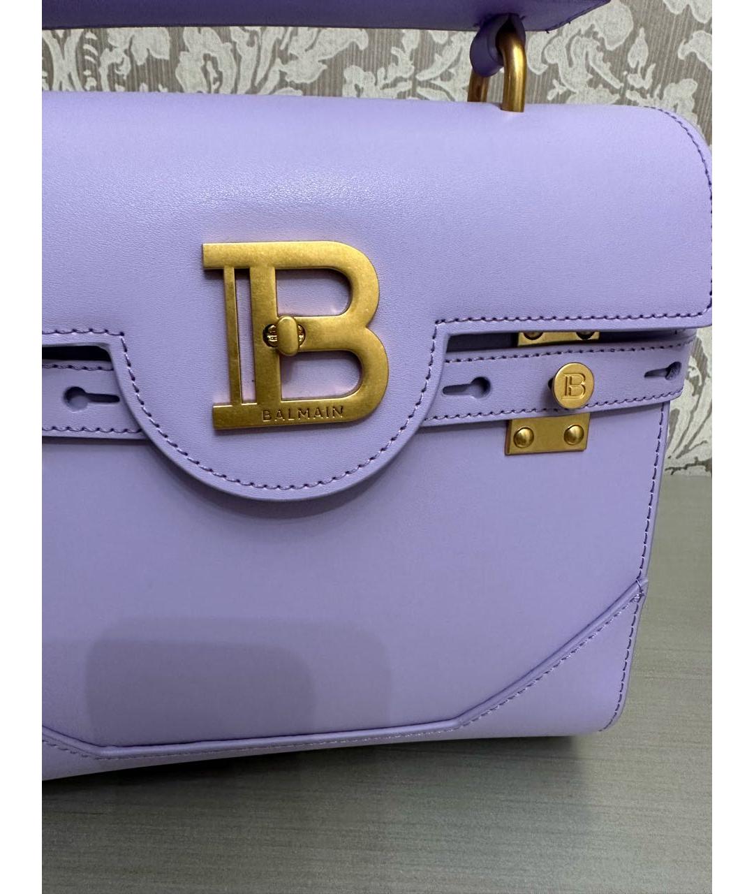 BALMAIN Фиолетовая кожаная сумка с короткими ручками, фото 6