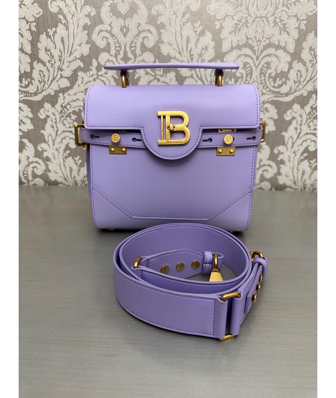 BALMAIN Фиолетовая кожаная сумка с короткими ручками, фото 2