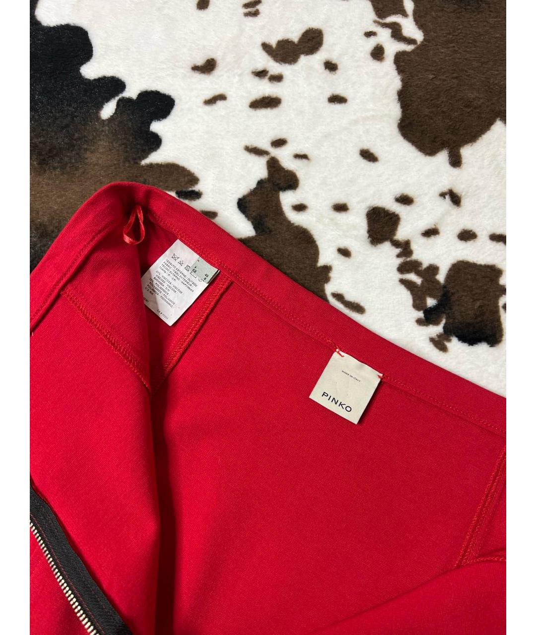 PINKO Красная вискозная юбка мини, фото 3