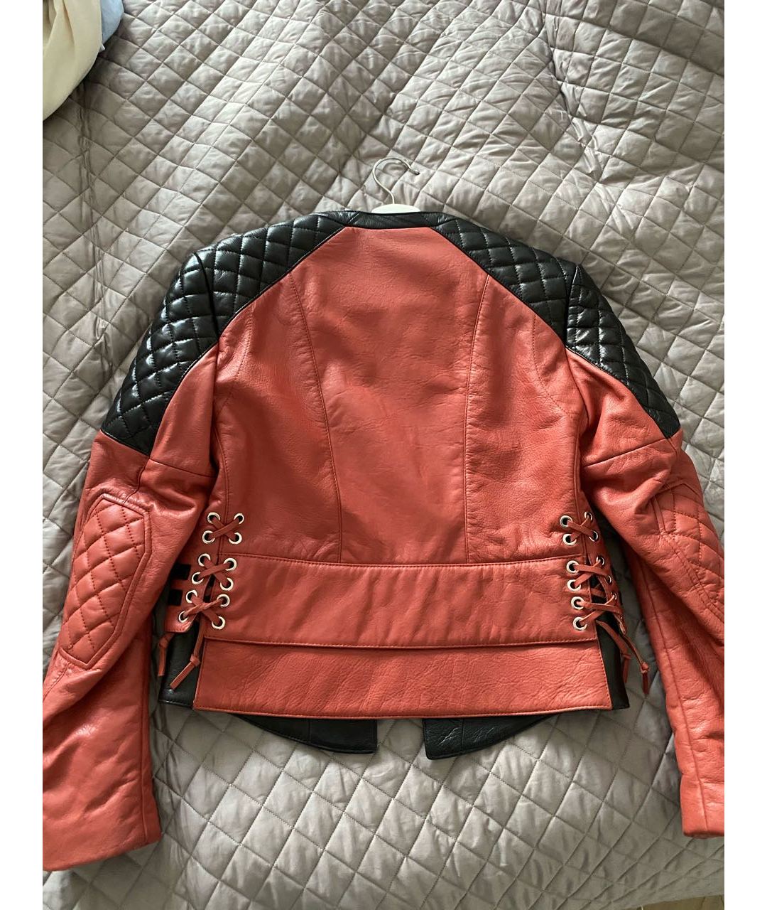 BALENCIAGA Коралловая кожаная куртка, фото 2