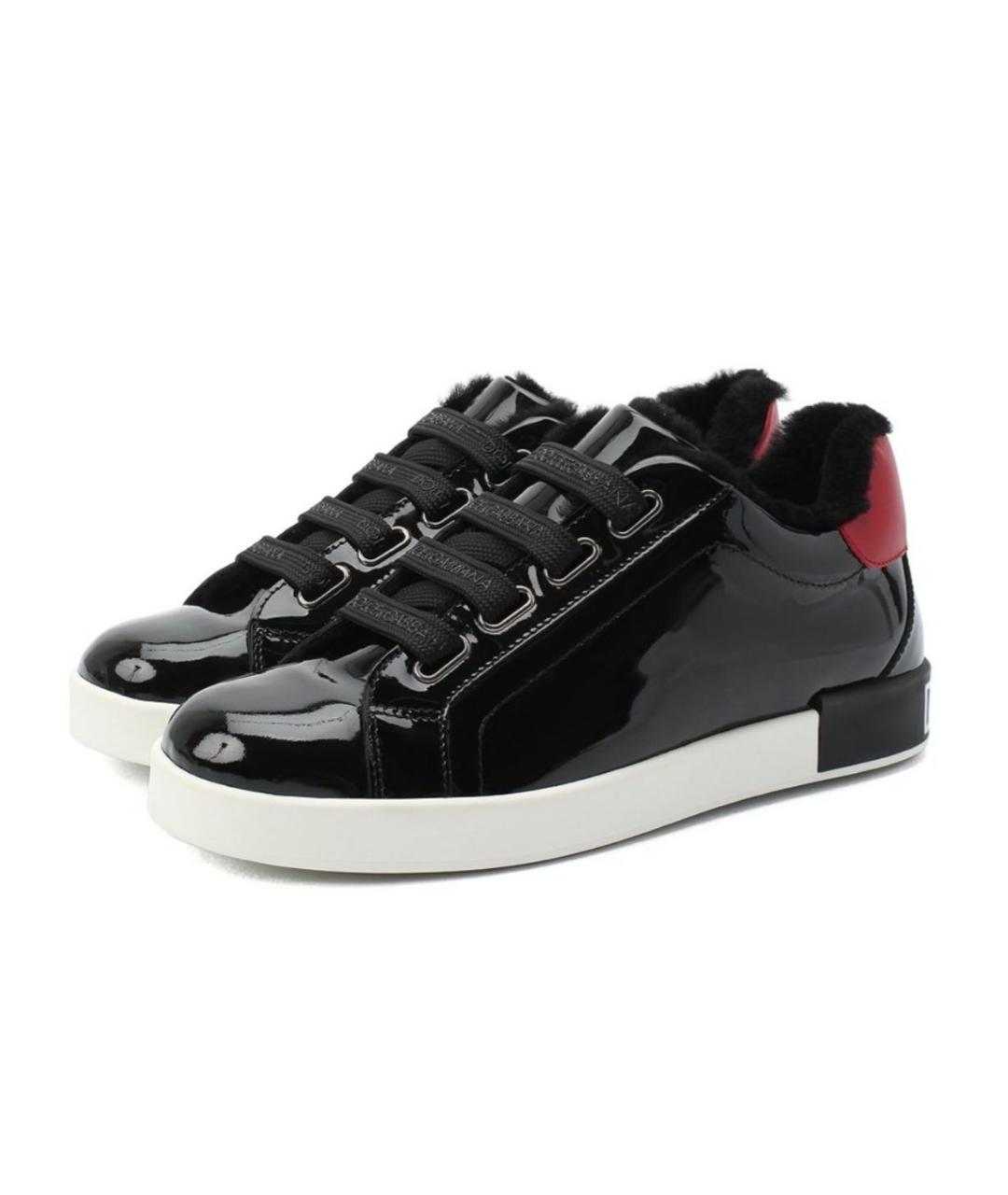 DOLCE&GABBANA Черные кожаные кеды, фото 5