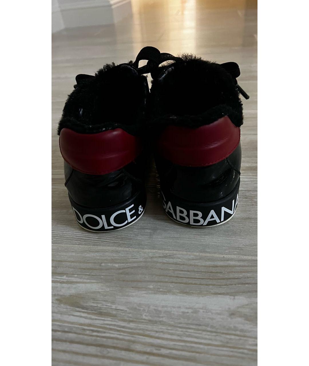 DOLCE&GABBANA Черные кожаные кеды, фото 4