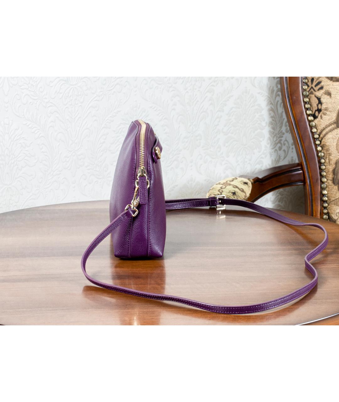 FURLA Фиолетовая кожаная сумка через плечо, фото 5