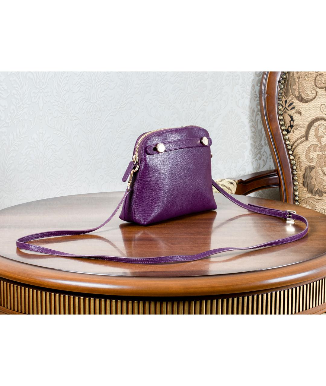FURLA Фиолетовая кожаная сумка через плечо, фото 3