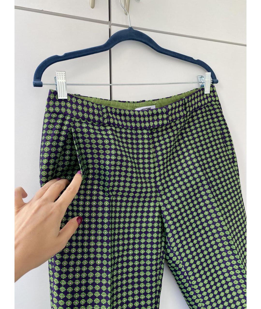 MOSCHINO Зеленые полиэстеровые брюки узкие, фото 4