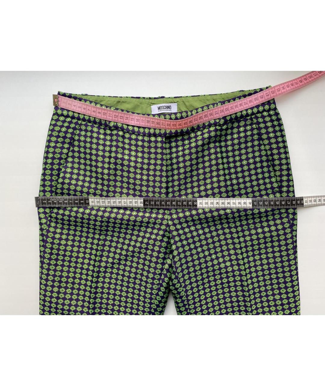 MOSCHINO Зеленые полиэстеровые брюки узкие, фото 5