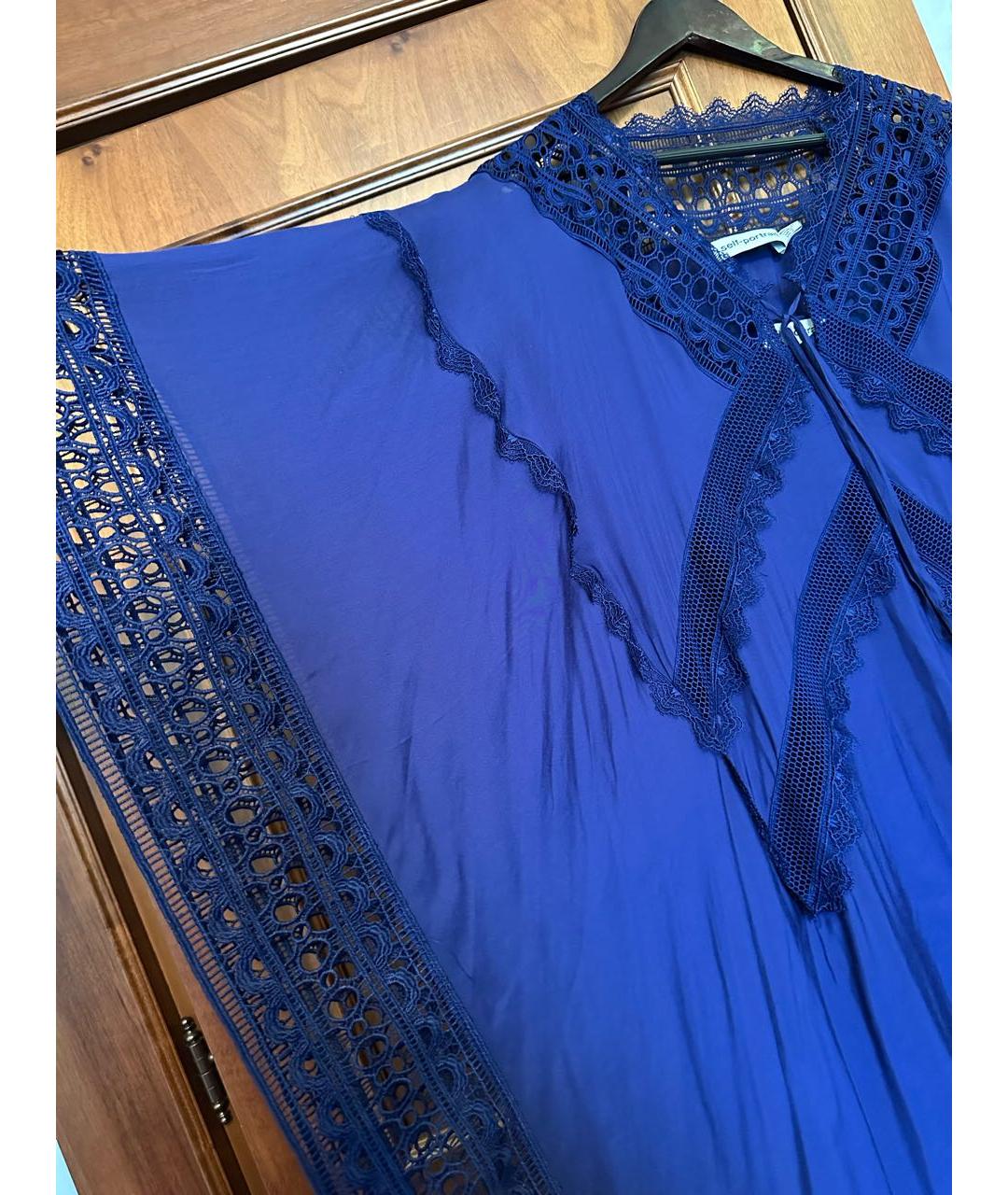 SELF-PORTRAIT Синее вискозное платье, фото 4