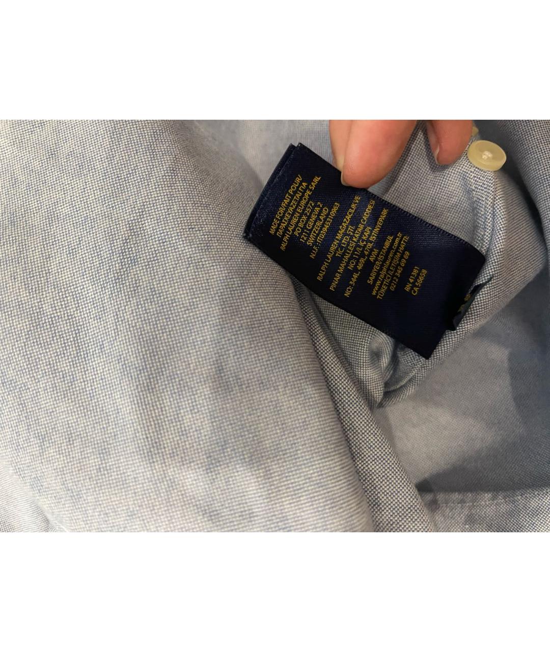 RALPH LAUREN Голубая хлопковая рубашка, фото 5