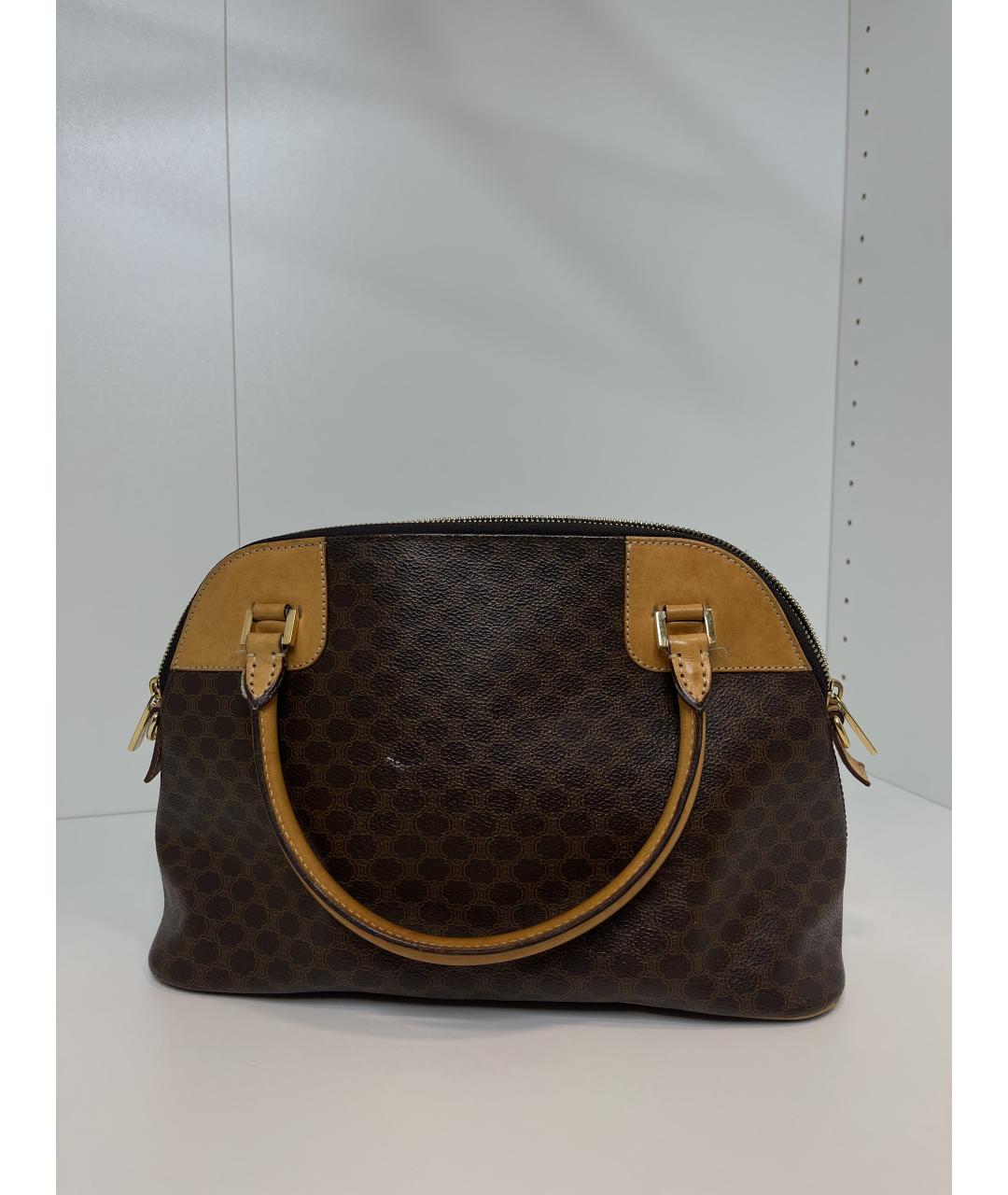 CELINE PRE-OWNED Коричневая кожаная сумка с короткими ручками, фото 3