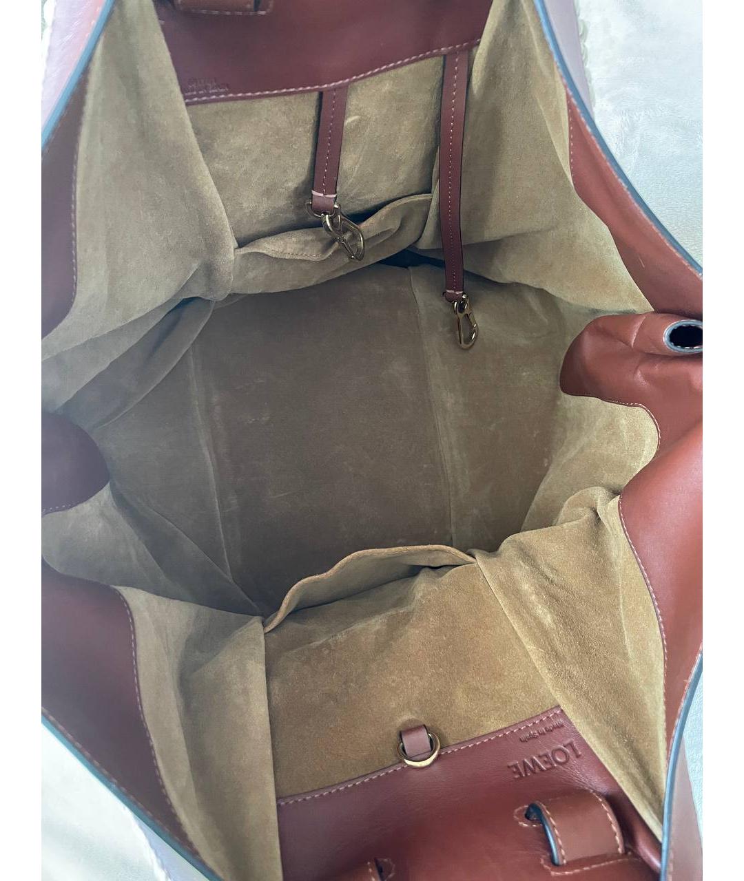 LOEWE Коричневая кожаная сумка с короткими ручками, фото 4