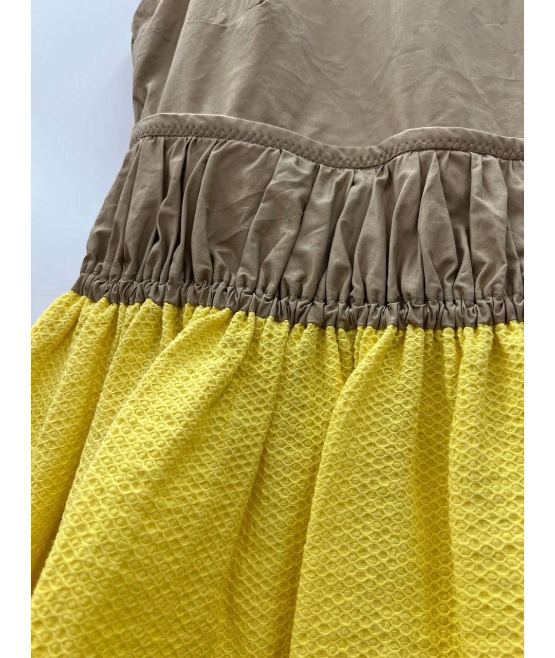 CARVEN Желтое хлопковое коктейльное платье, фото 4