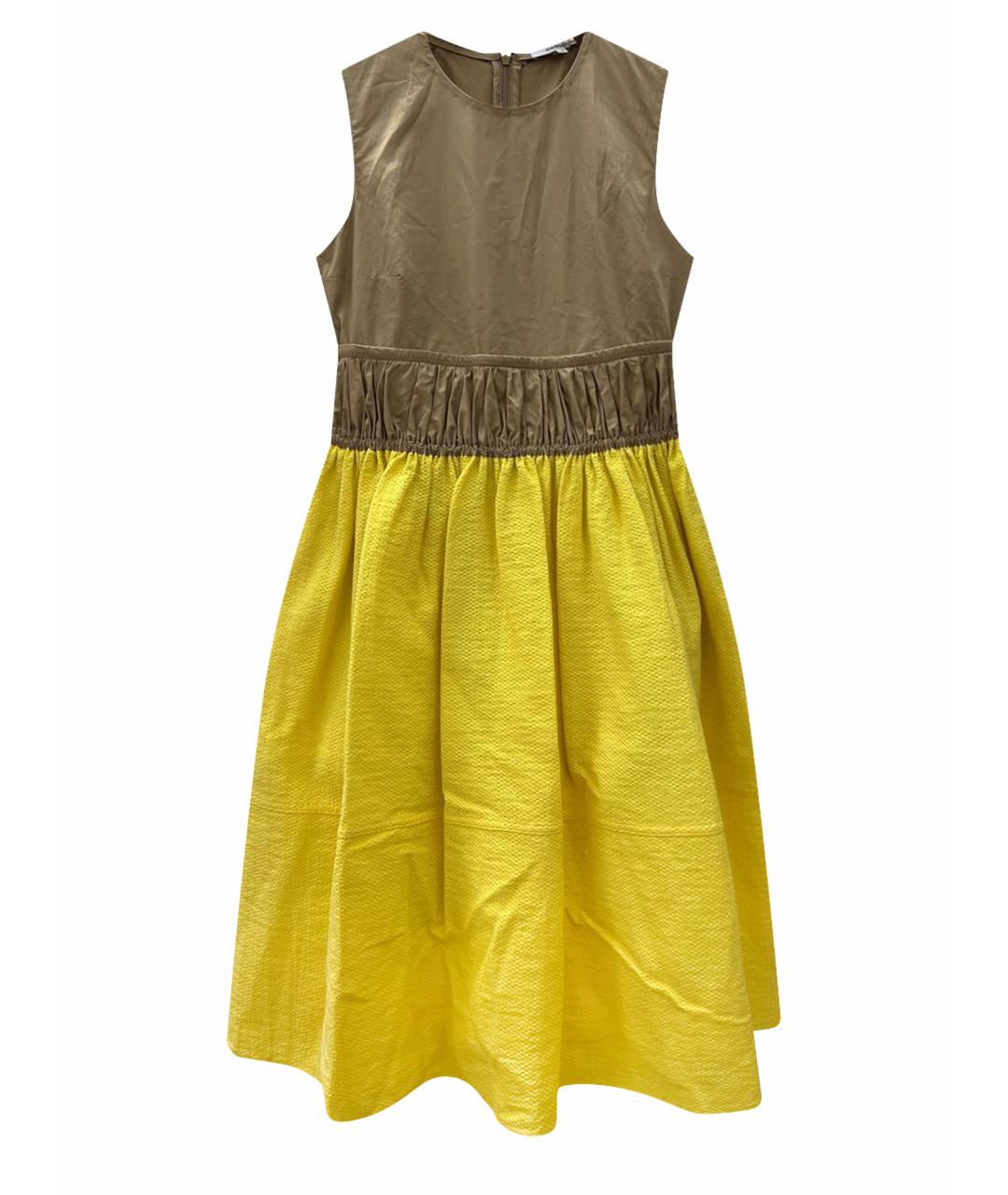 CARVEN Желтое хлопковое коктейльное платье, фото 1
