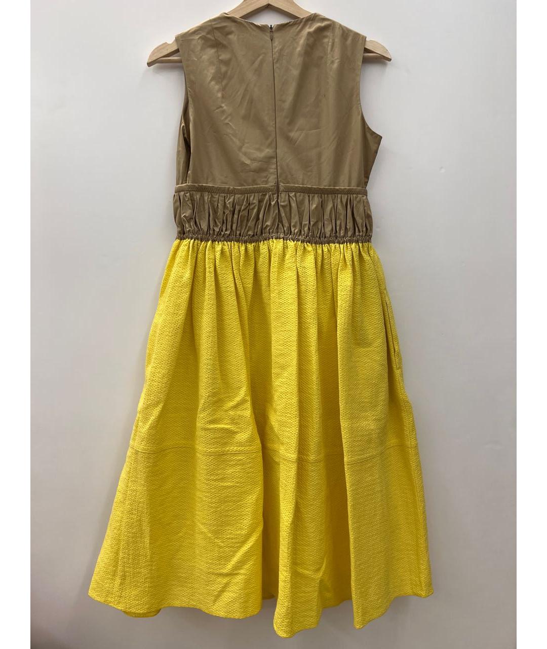 CARVEN Желтое хлопковое коктейльное платье, фото 2