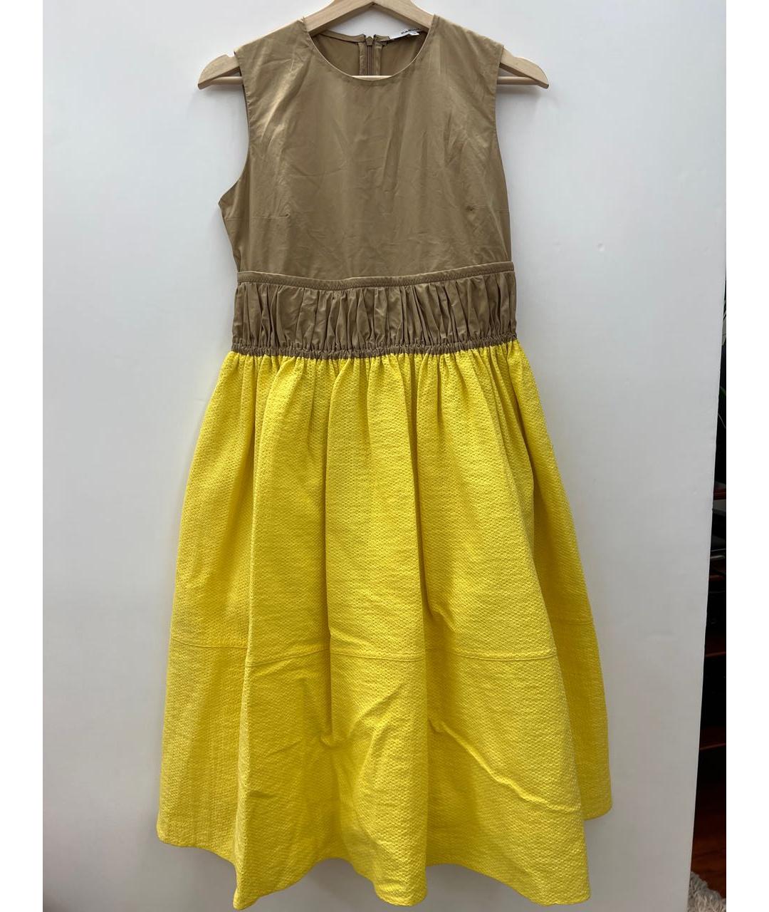 CARVEN Желтое хлопковое коктейльное платье, фото 9