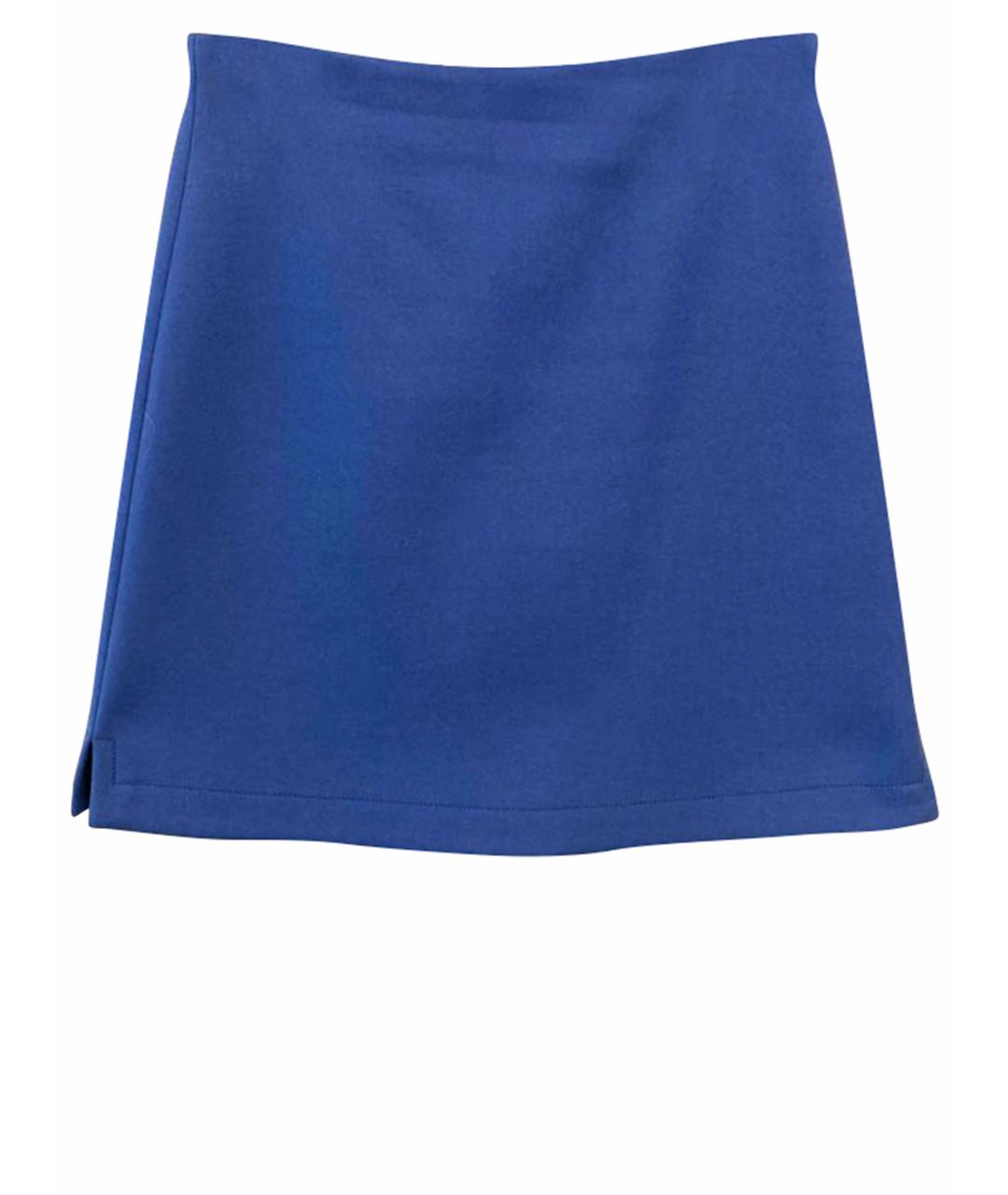 SPORTMAX Синяя шерстяная юбка мини, фото 1