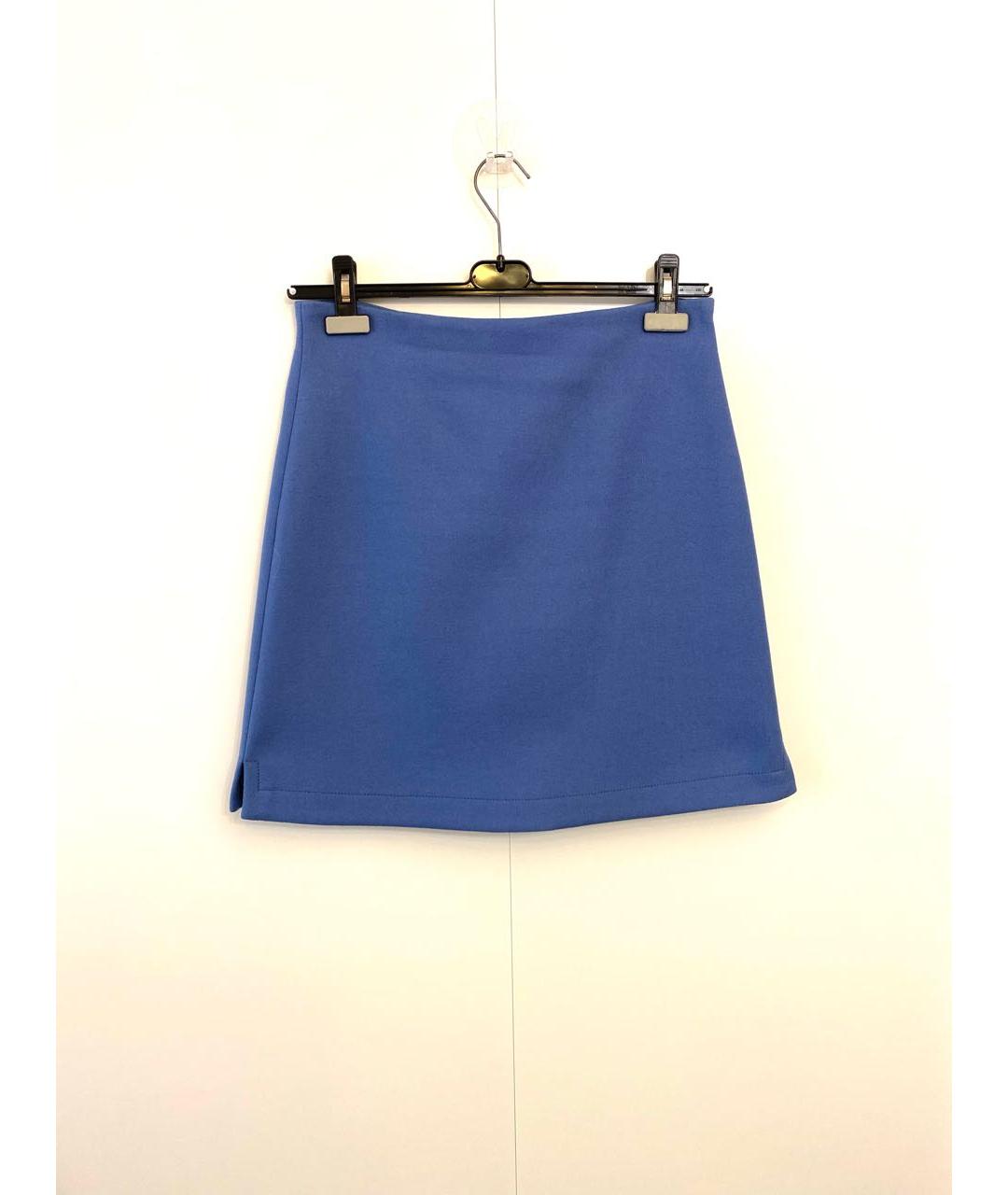 SPORTMAX Синяя шерстяная юбка мини, фото 4