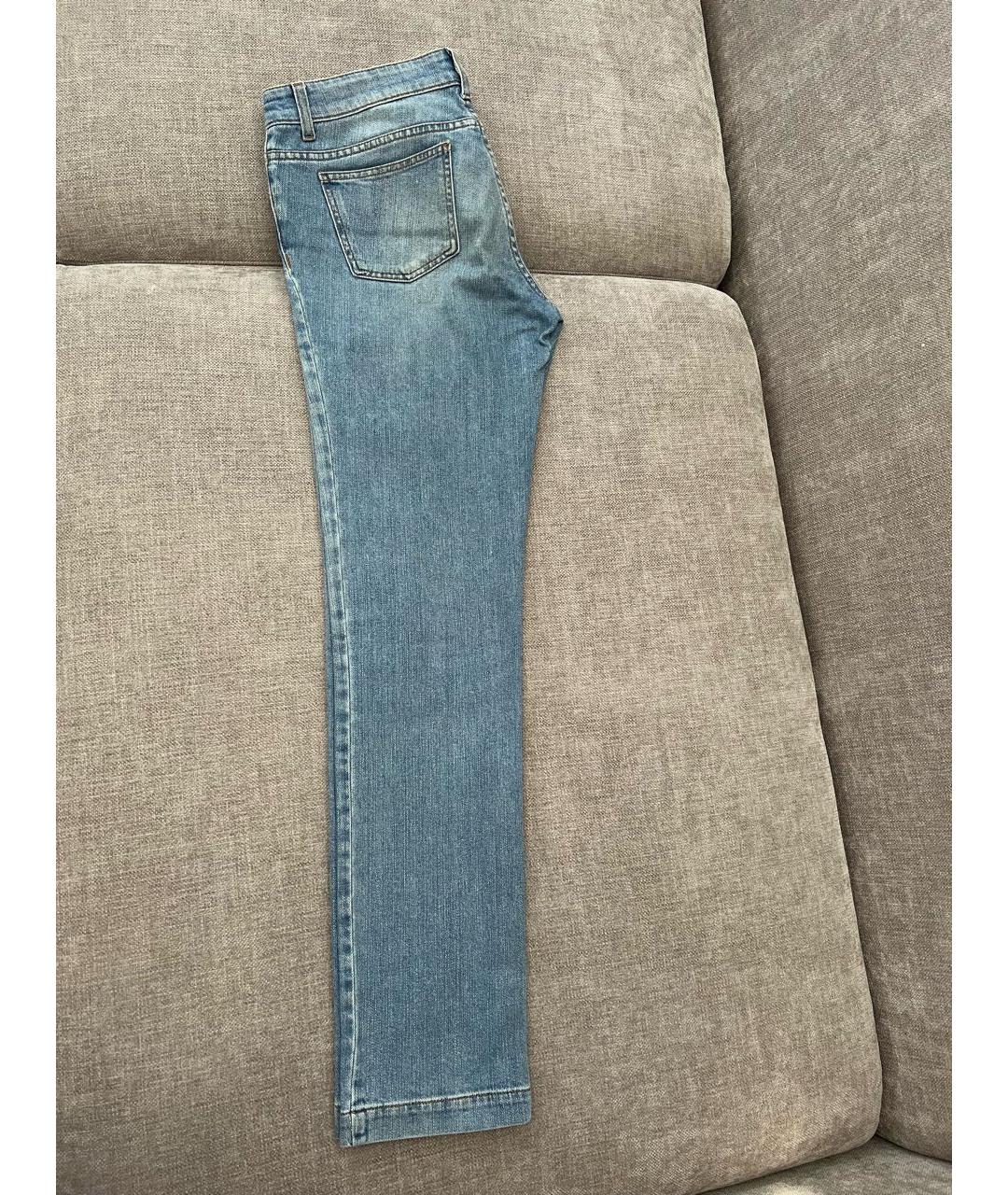 GUCCI Голубые хлопко-эластановые прямые джинсы, фото 5