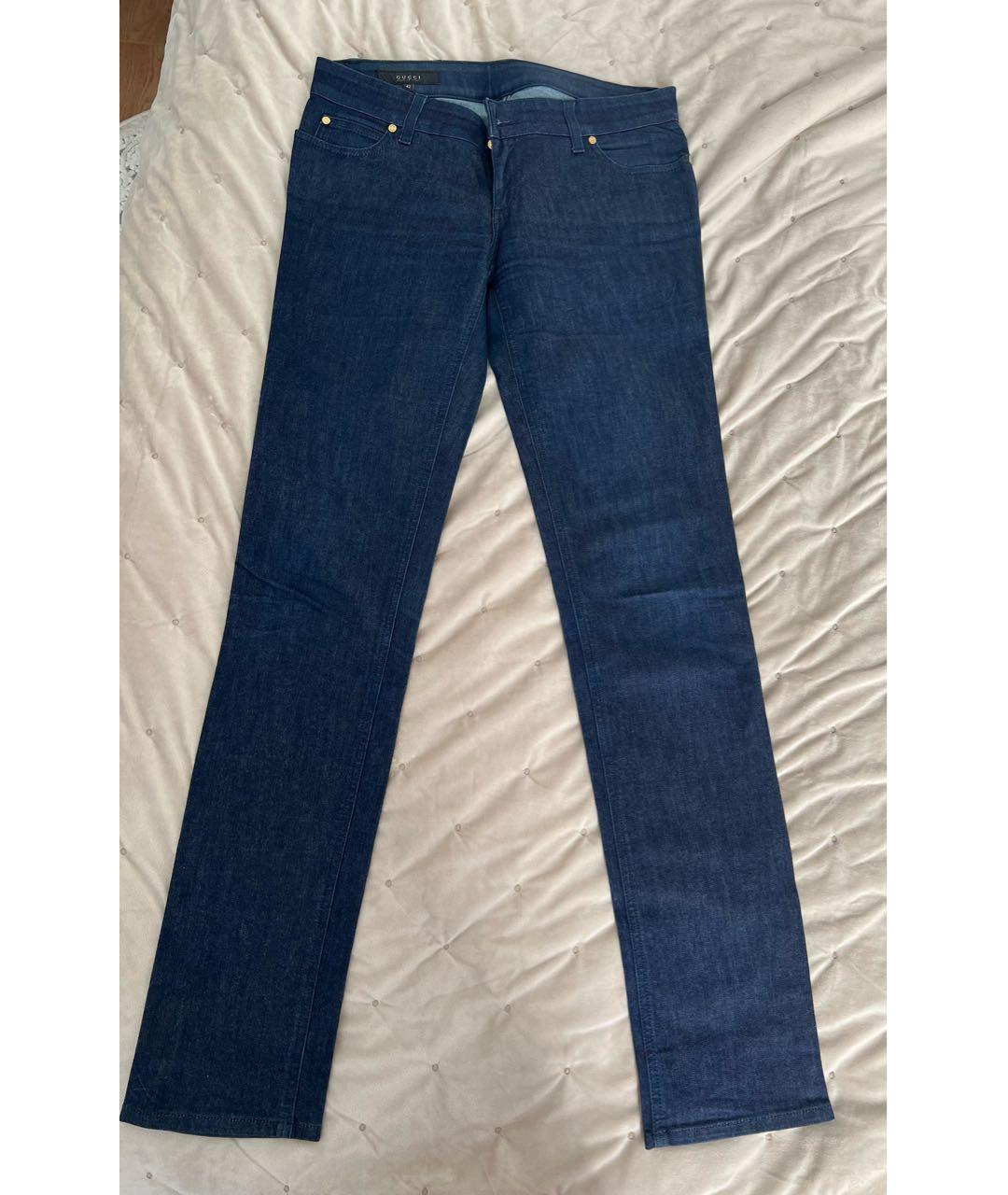 GUCCI Темно-синие хлопко-эластановые прямые джинсы, фото 8