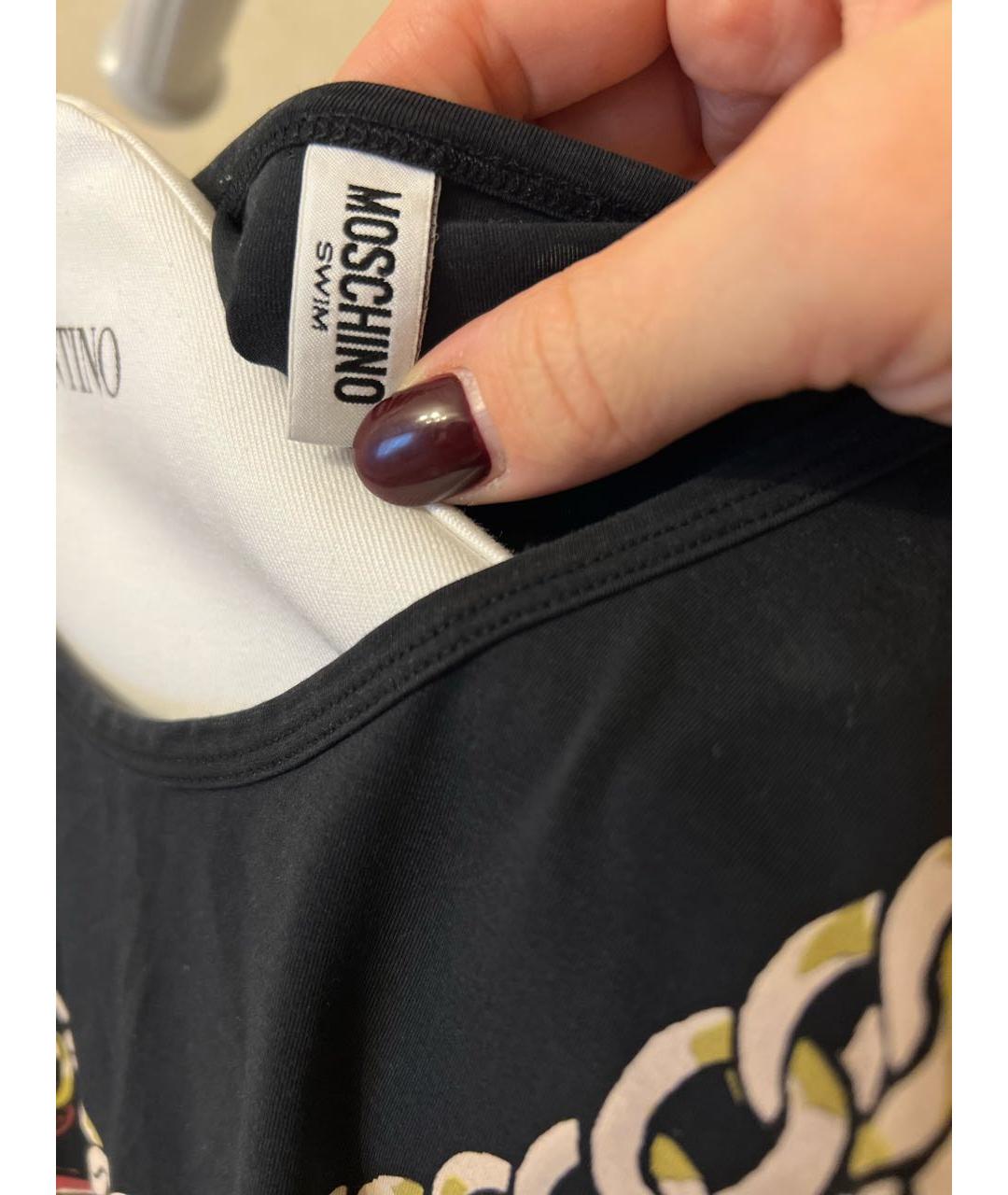 MOSCHINO Черная хлопко-эластановая футболка, фото 3