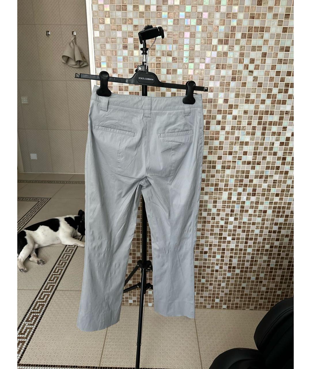 PRADA Серые хлопко-эластановые прямые брюки, фото 2