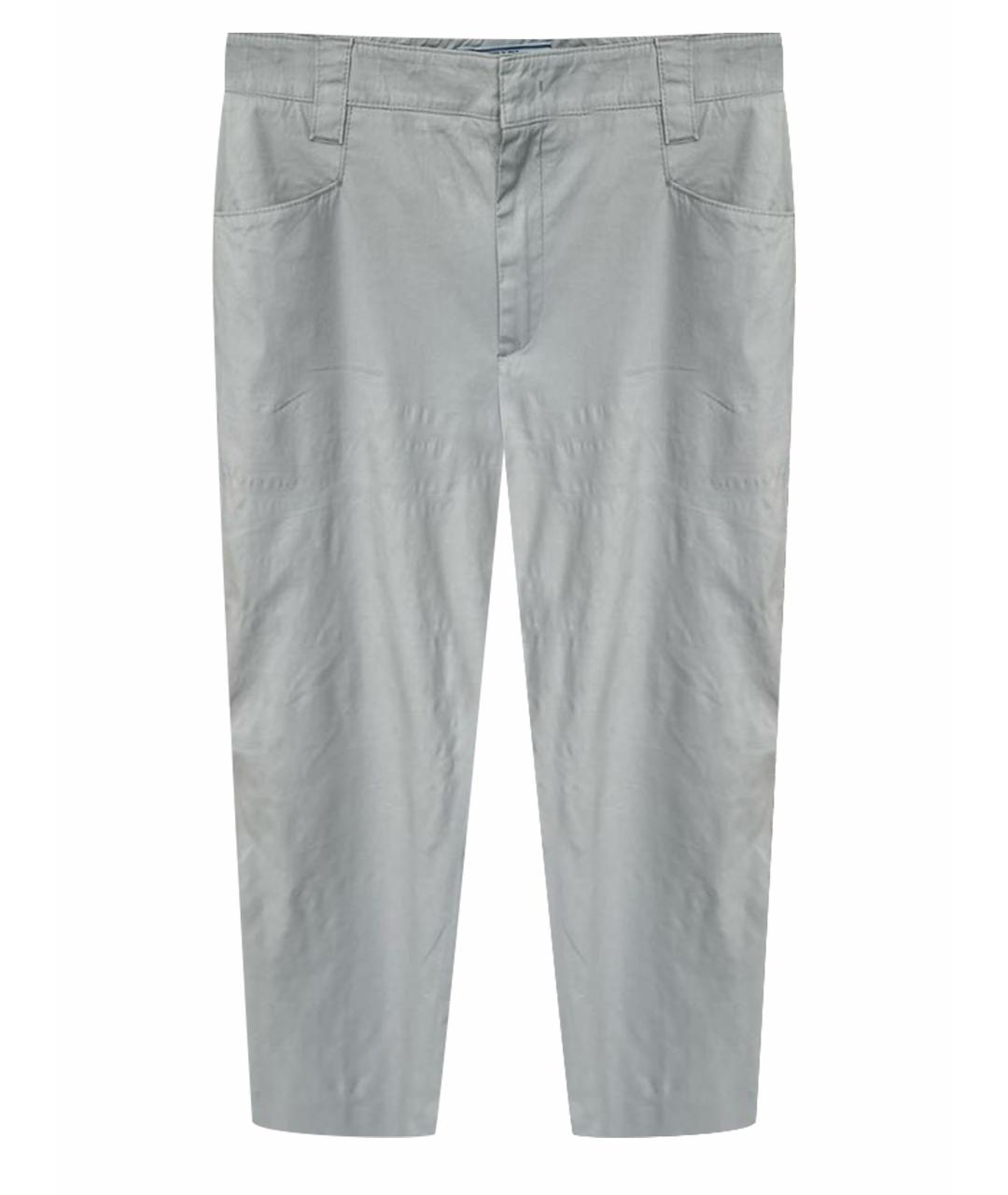 PRADA Серые хлопко-эластановые прямые брюки, фото 1