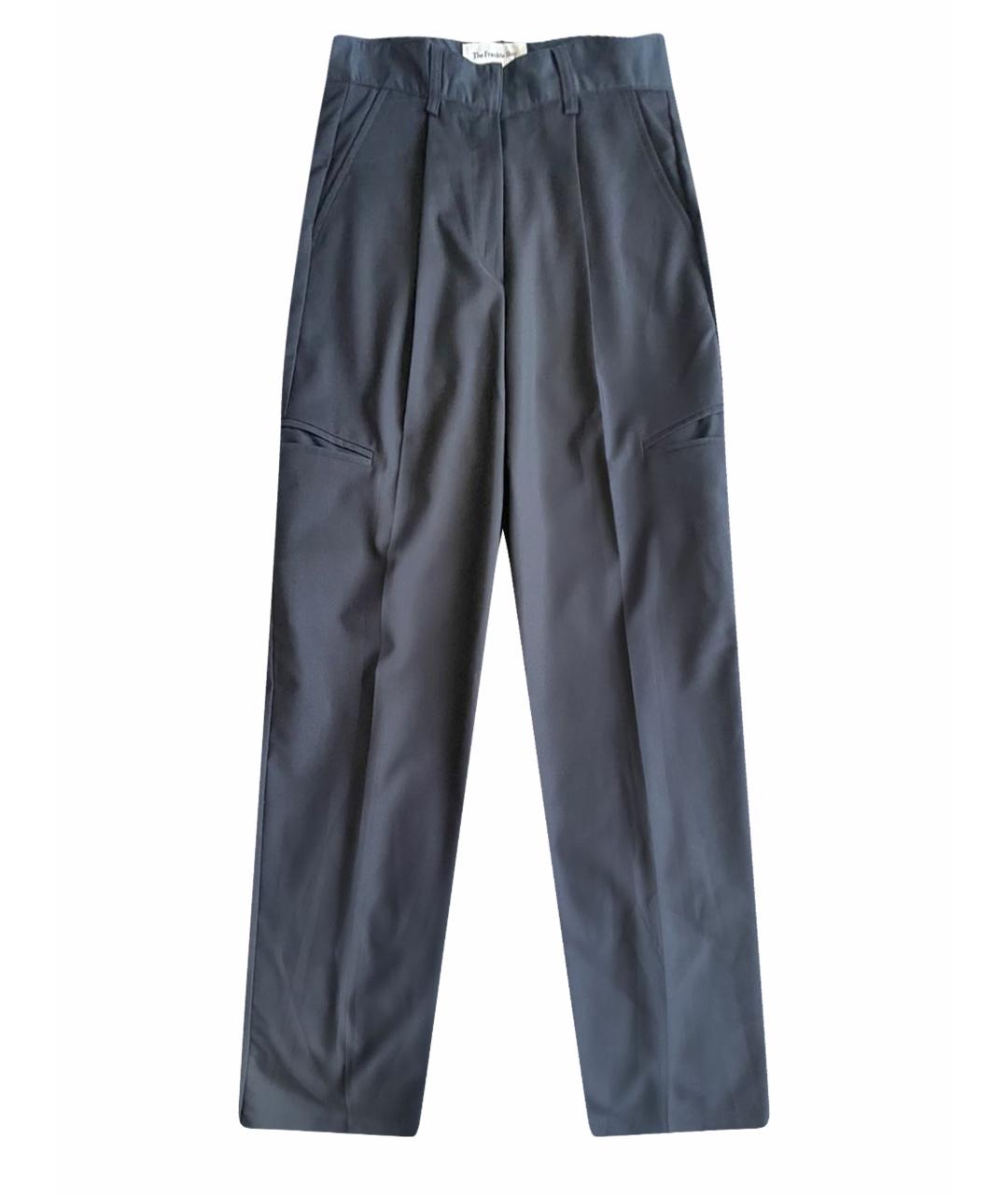 THE FRANKIE SHOP Темно-синие полиэстеровые прямые брюки, фото 1