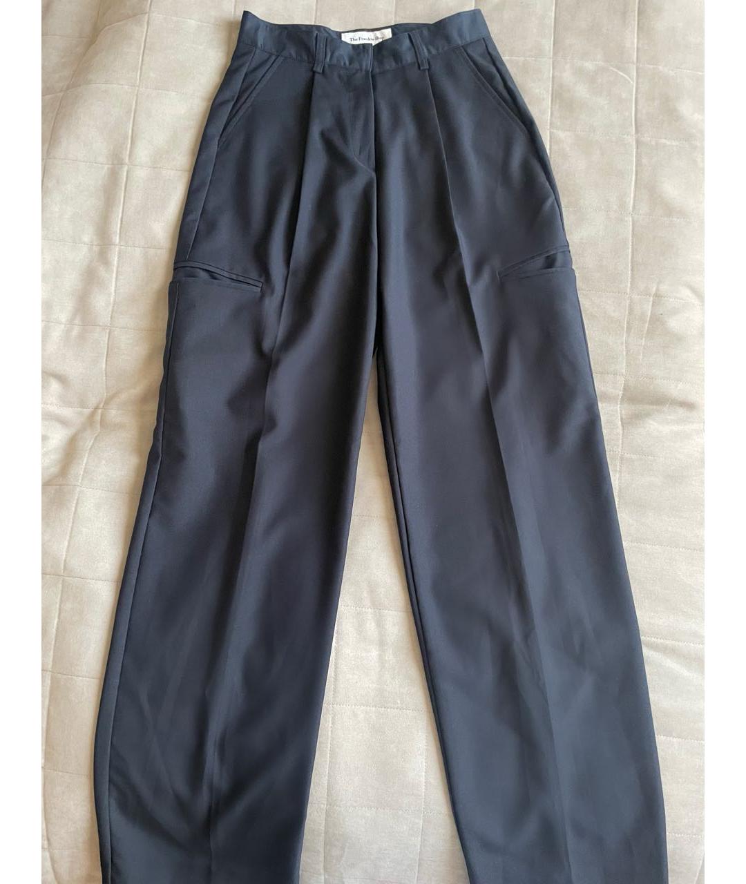 THE FRANKIE SHOP Темно-синие полиэстеровые прямые брюки, фото 4