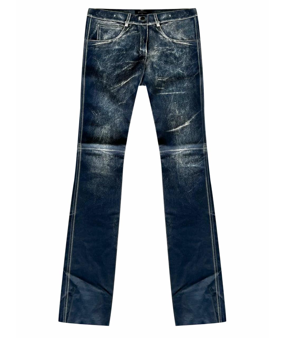 JITROIS Синие кожаные брюки узкие, фото 1
