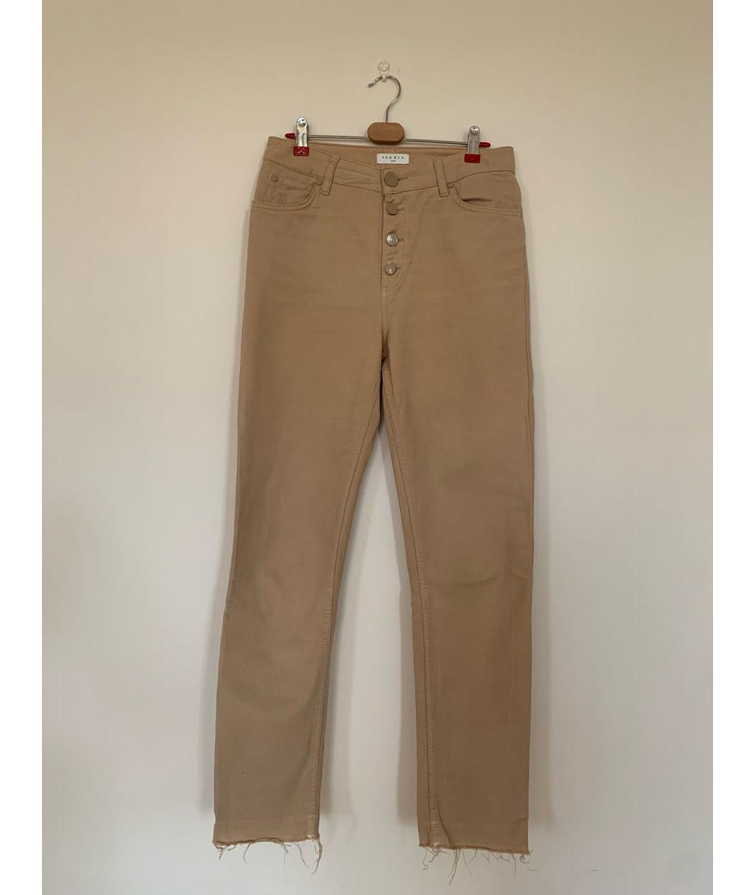 SANDRO Бежевые хлопковые прямые джинсы, фото 5