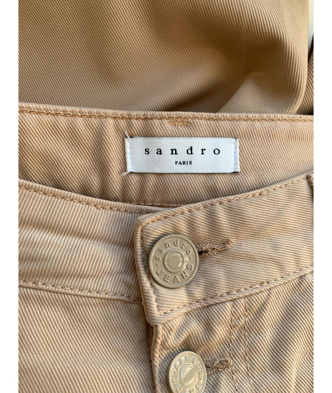 SANDRO Бежевые хлопковые прямые джинсы, фото 3