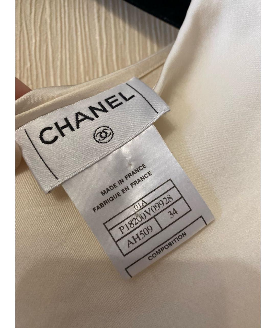 CHANEL PRE-OWNED Бежевая шелковая блузы, фото 3