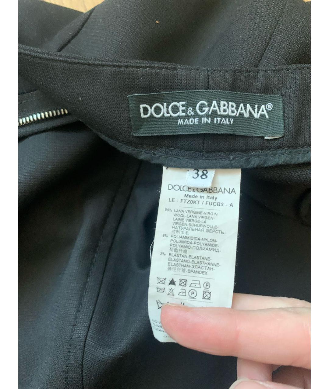 DOLCE&GABBANA Черные шерстяные прямые брюки, фото 2