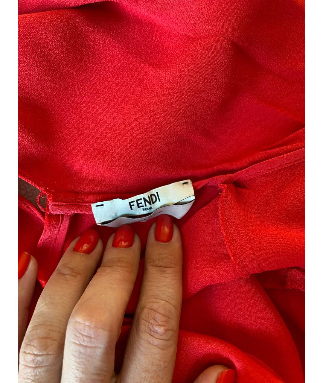FENDI Красное шелковое коктейльное платье, фото 8
