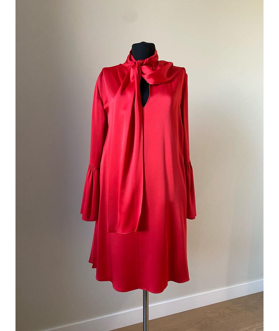 FENDI Красное шелковое коктейльное платье, фото 9