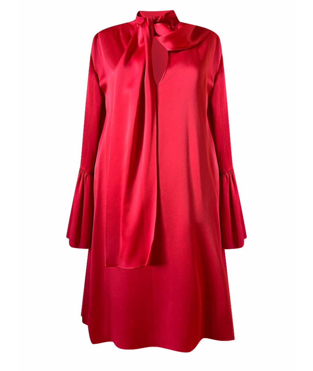 FENDI Красное шелковое коктейльное платье, фото 1