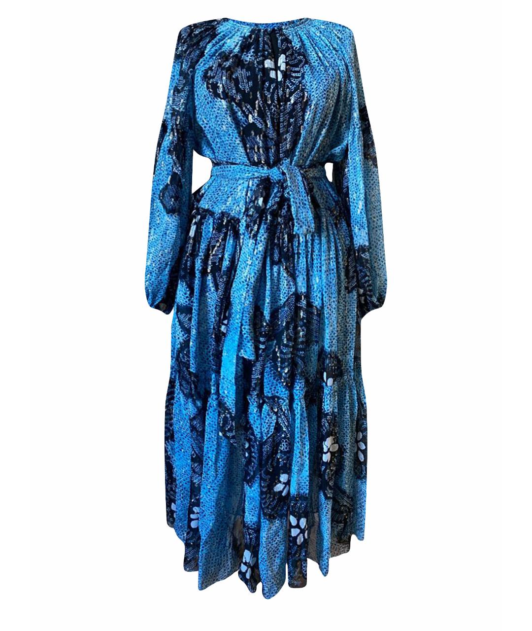 ULLA JOHNSON Голубое шелковое коктейльное платье, фото 1