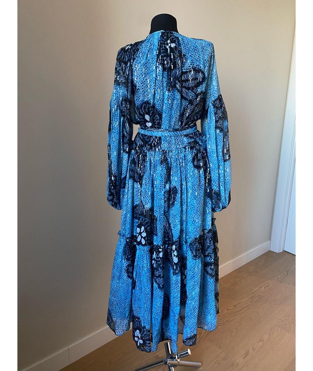 ULLA JOHNSON Голубое шелковое коктейльное платье, фото 2
