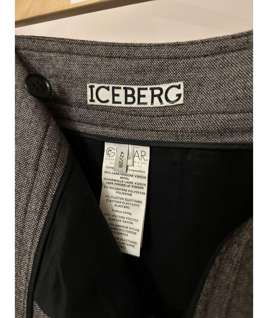 ICEBERG Антрацитовая шерстяная юбка миди, фото 3