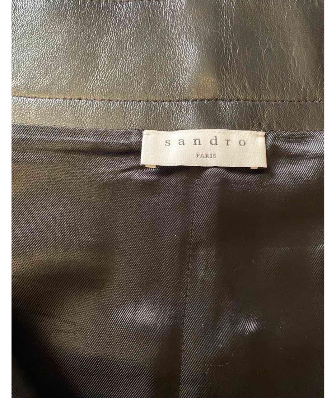 SANDRO Черная кожаная юбка мини, фото 3
