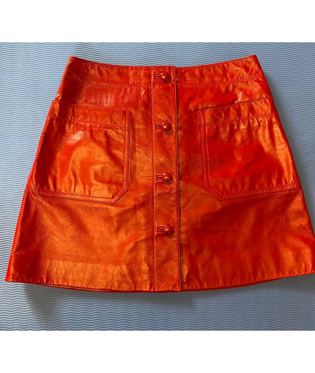 CHRISTIAN DIOR Красная кожаная юбка мини, фото 5