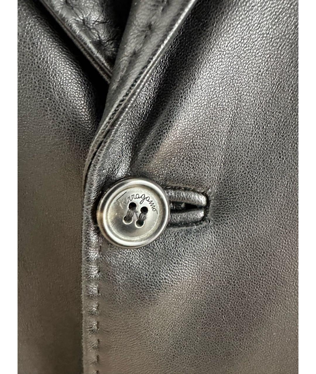 SALVATORE FERRAGAMO Черный кожаный пиджак, фото 4