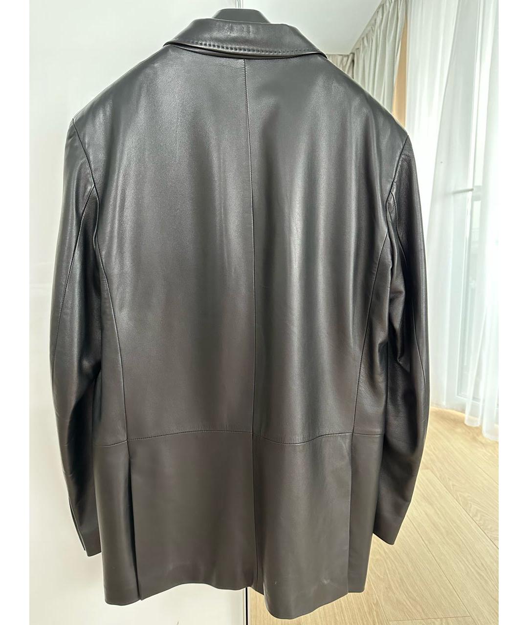 SALVATORE FERRAGAMO Черный кожаный пиджак, фото 2