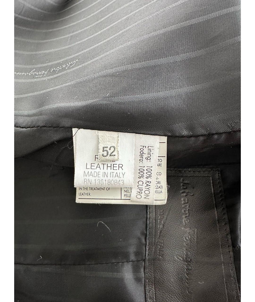 SALVATORE FERRAGAMO Черный кожаный пиджак, фото 5